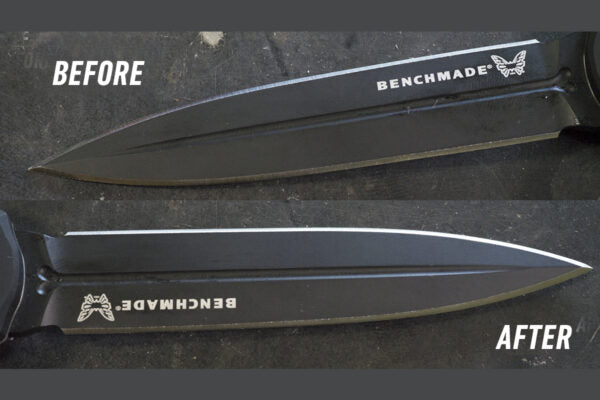 Sharpen a spear point knife