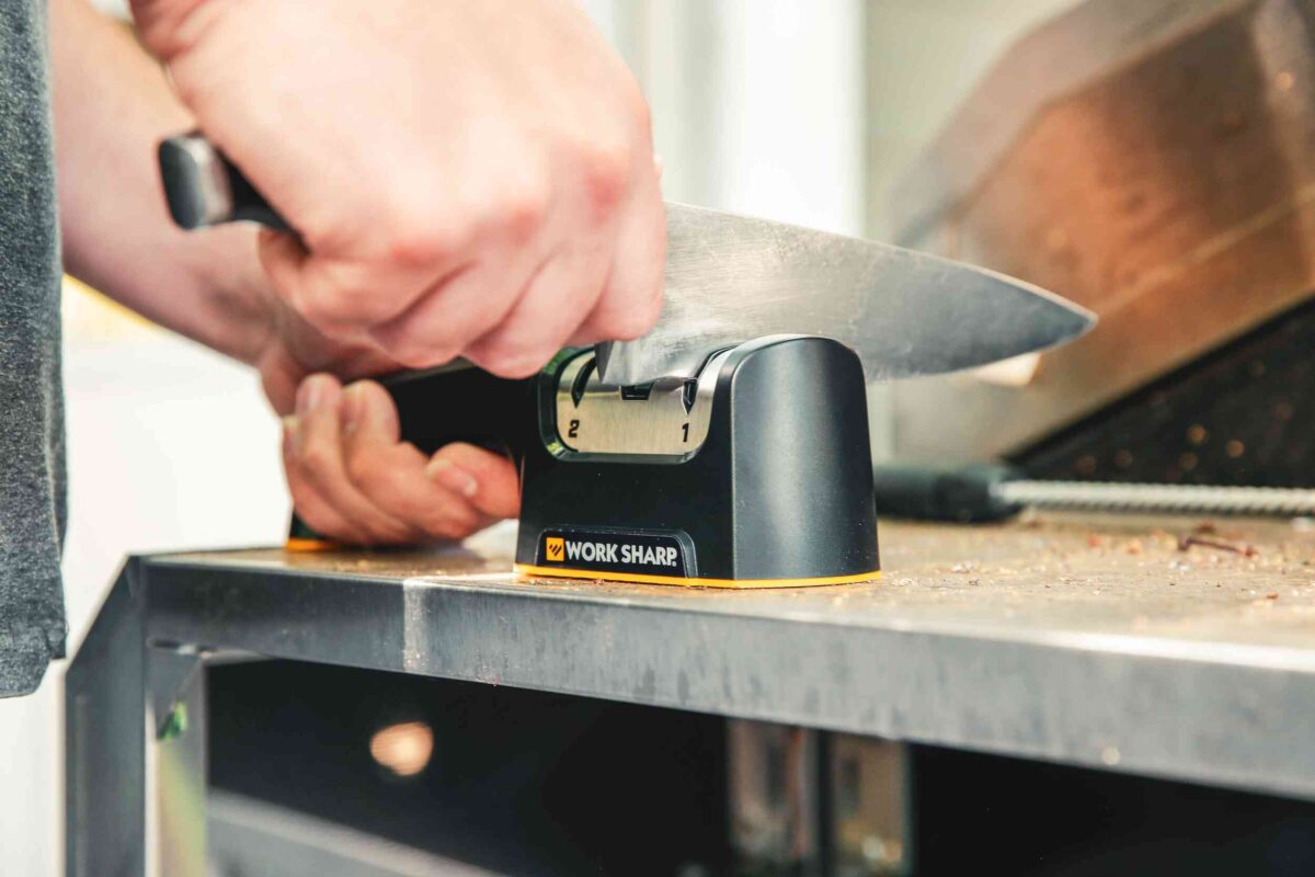 Kitchen pull through easy to use sharpener for kitchen knives and knifes